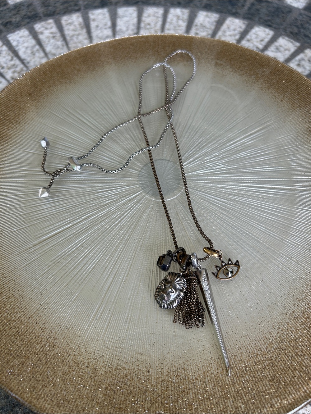 Kendra Scott Zosia Mixed Metal Charm Necklace with Lion, Eye & Spike Accents